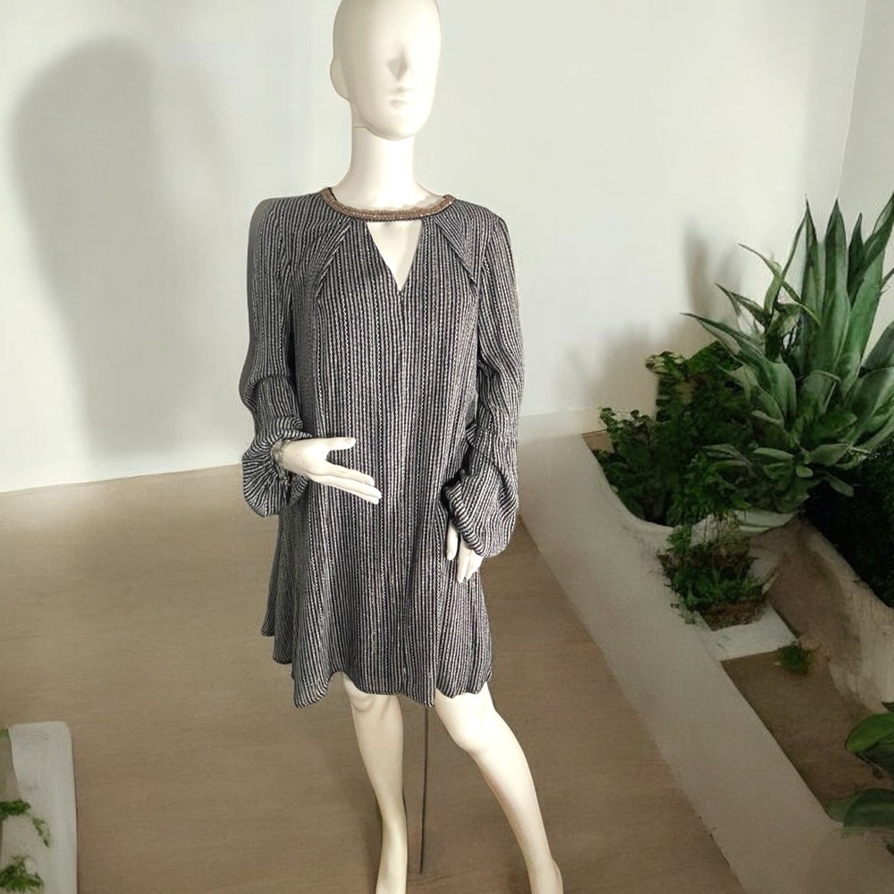 Altar'd State Black & Metallic Embellished Neck Long Sleeve Dress Size Large - Picture 4 of 16